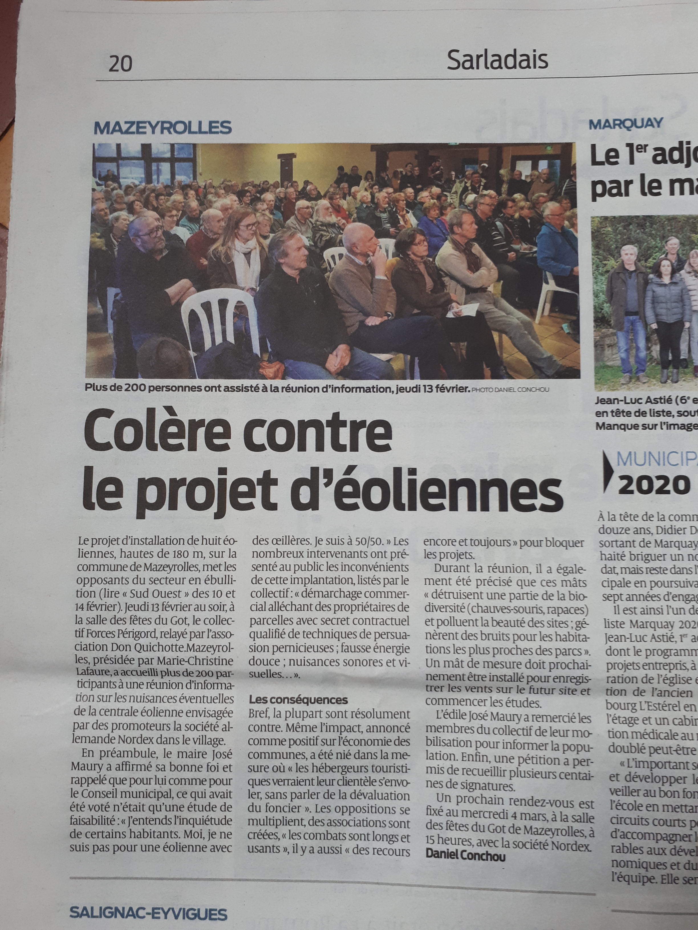 Mazeyrolles : Colère contre le projet d'éoliennes